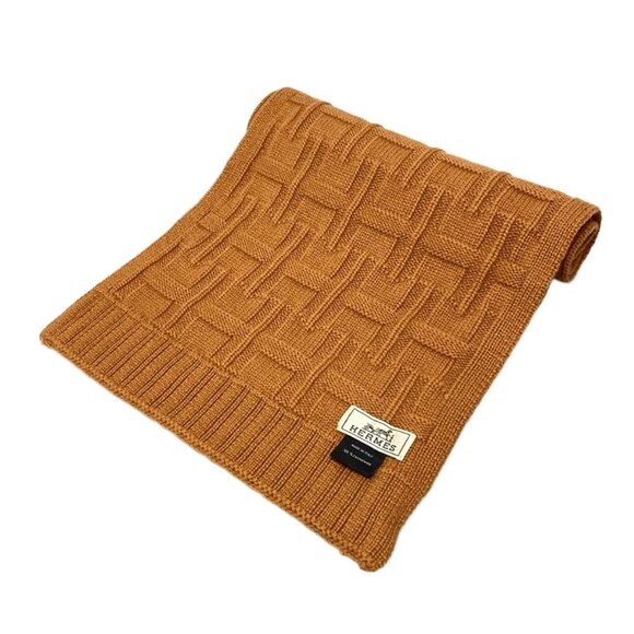 HERMES - Brown Cashmere Scarf 368-071625 - Picture 1 of 4